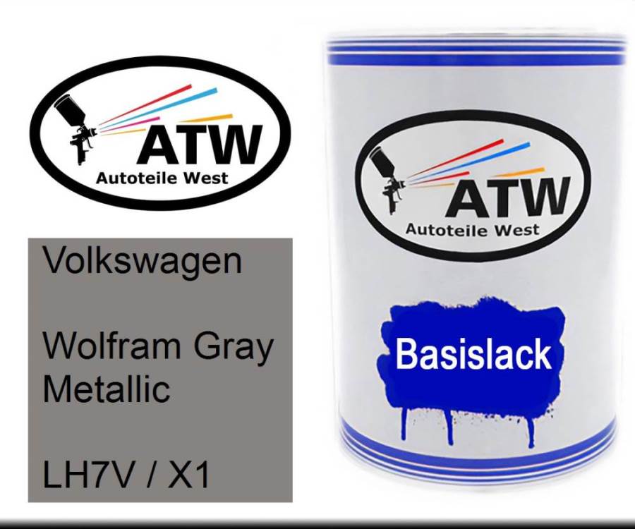 Volkswagen, Wolfram Gray Metallic, LH7V / X1: 500ml Lackdose, von ATW Autoteile West.